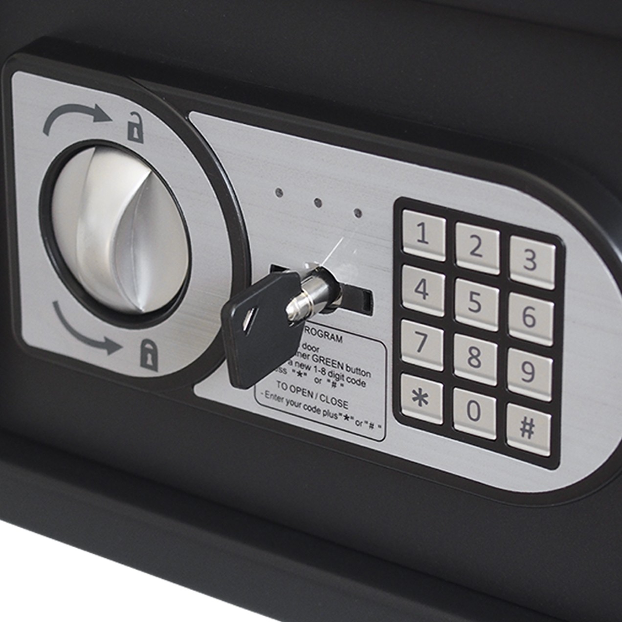 caja fuerte con código y llave de seguridad